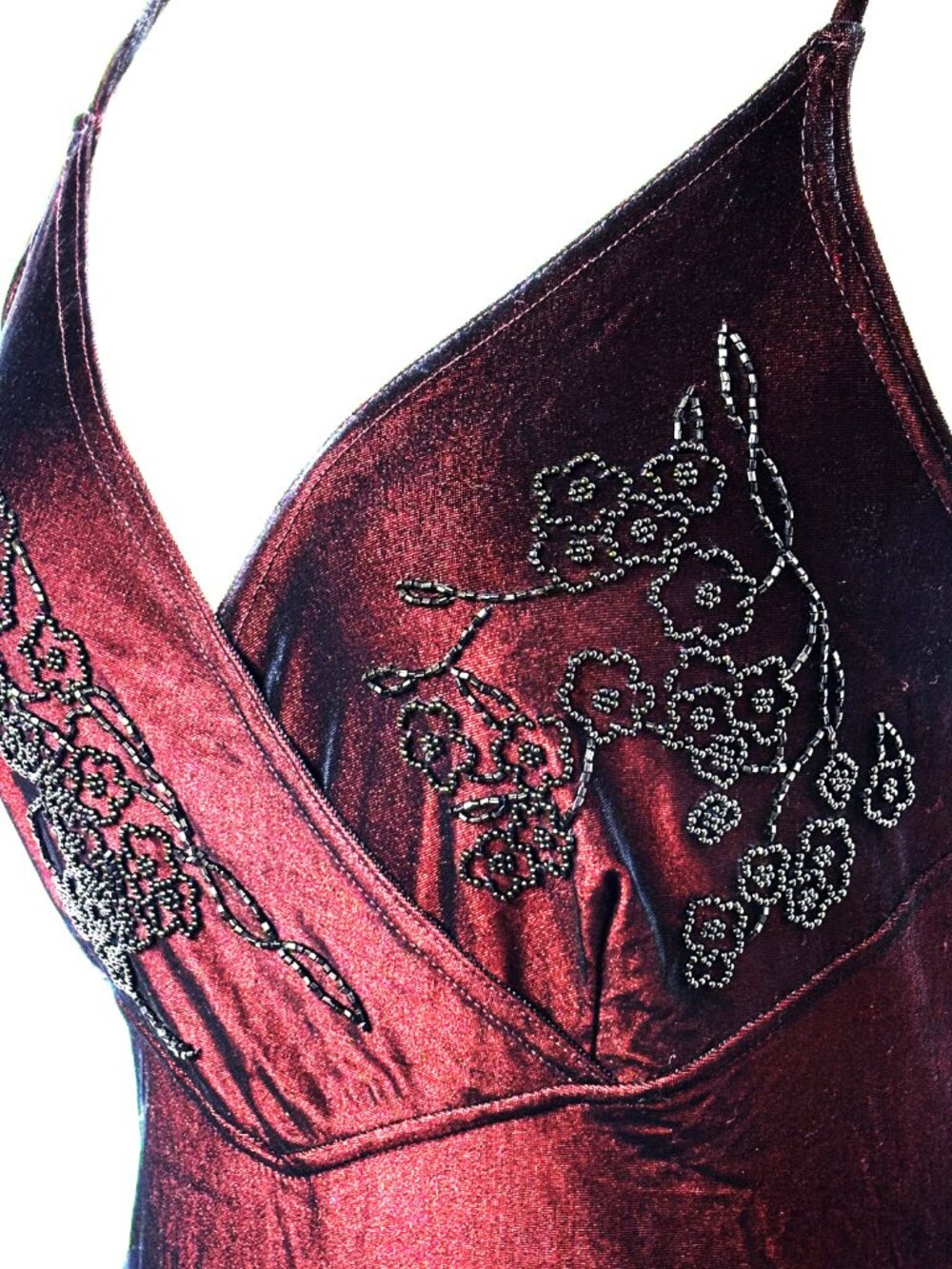 * Vtg Scene Y2K Burgundy Panne Velvet Body Skimming Maxi dress Sz 13 - Picture 7 of 16